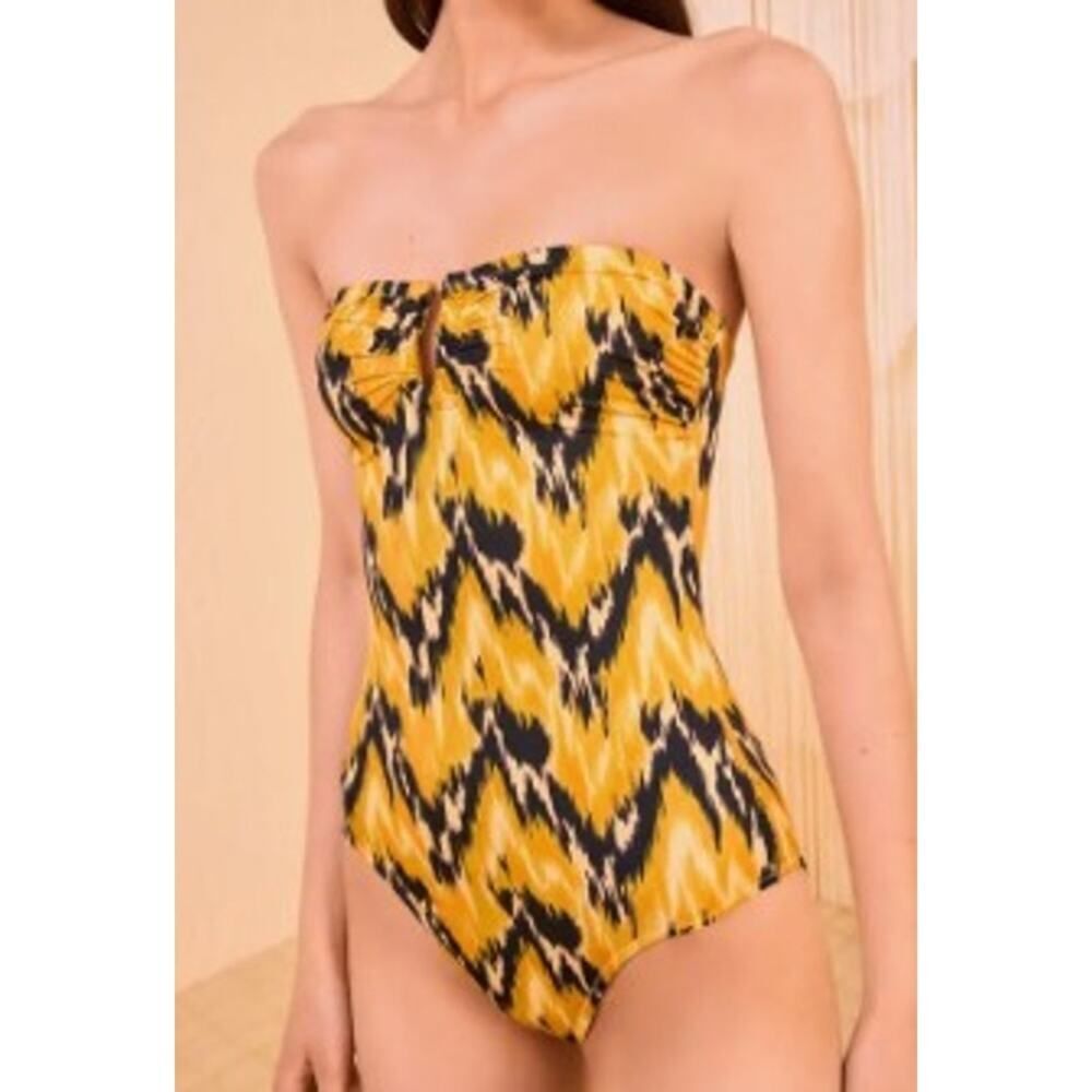 NWT Ulla Johnson Monterey Strapless Maillot in Solara Sz. S
